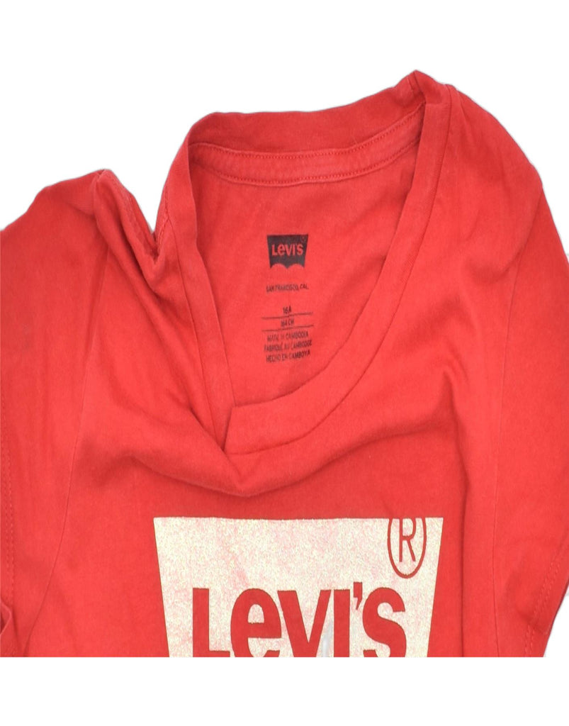 LEVI'S Girls Graphic T-Shirt Top 15-16 Years Red Cotton | Vintage | Thrift | Second-Hand | Used Clothing | Messina Hembry 