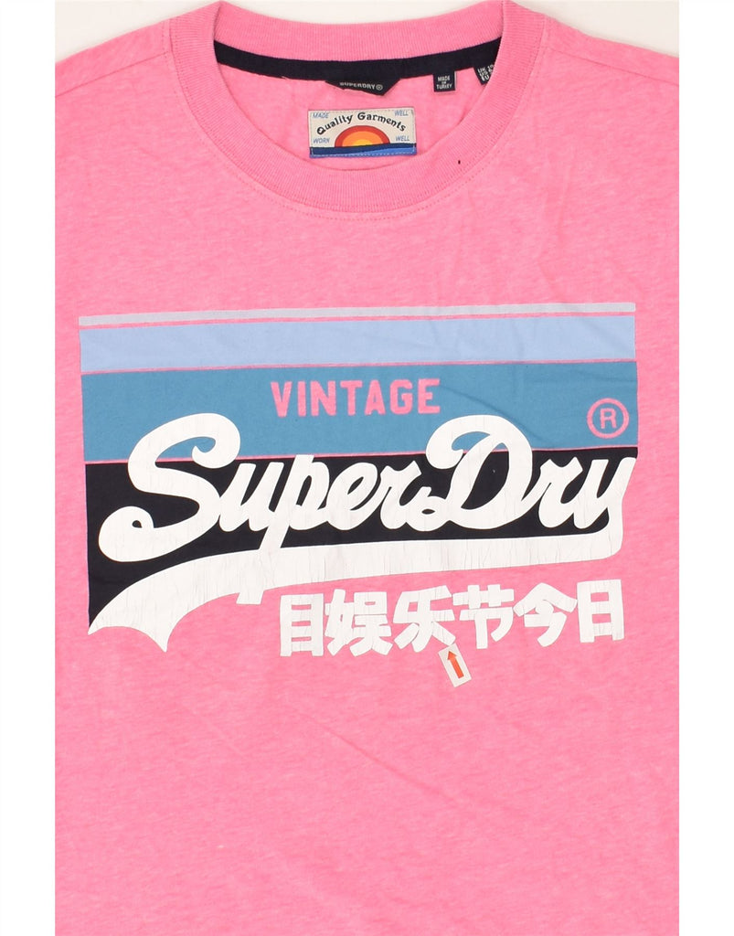 SUPERDRY Womens Graphic T-Shirt Top UK 10 Small  Pink Polyester | Vintage Superdry | Thrift | Second-Hand Superdry | Used Clothing | Messina Hembry 