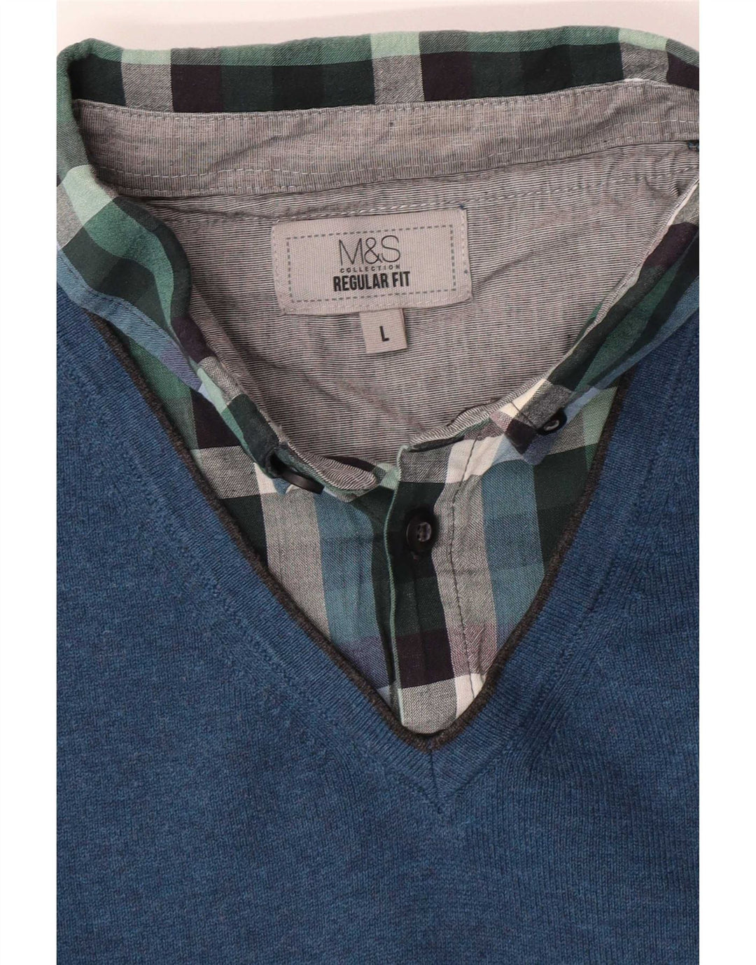Marks & Spencer Mens Regular Fit Polo Neck Jumper Sweater Large Blue