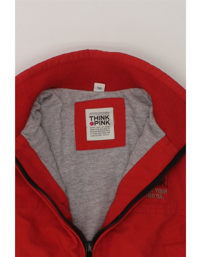 THINK PINK Boys Graphic Bomber Jacket 4-5 Years Red Polyamide | Vintage Think Pink | Thrift | Second-Hand Think Pink | Used Clothing | Messina Hembry 