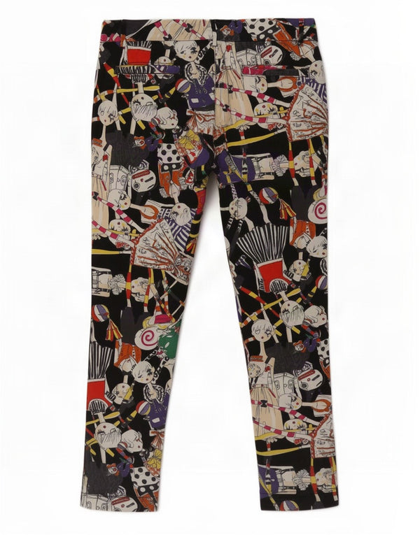 Moschino Womens Abstract Pattern Chino Trousers UK 10 Small W30 L26 Multico