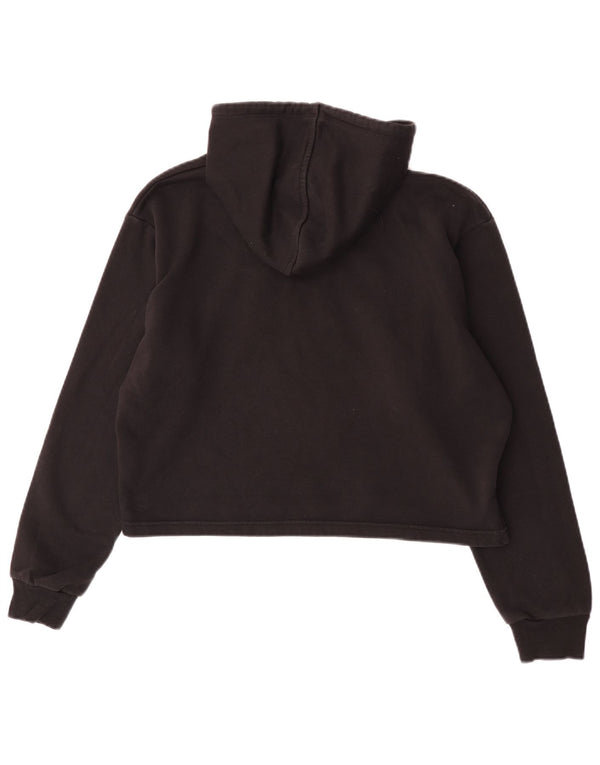 Puma Womens Crop Graphic Oversized Hoodie Jumper UK 10 Small Black Cotton