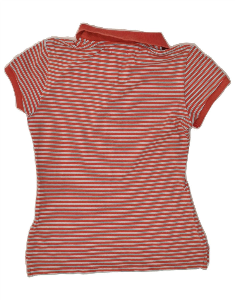 POLO RALPH LAUREN Womens Polo Shirt UK 12 Medium Red Striped Cotton | Vintage Polo Ralph Lauren | Thrift | Second-Hand Polo Ralph Lauren | Used Clothing | Messina Hembry 