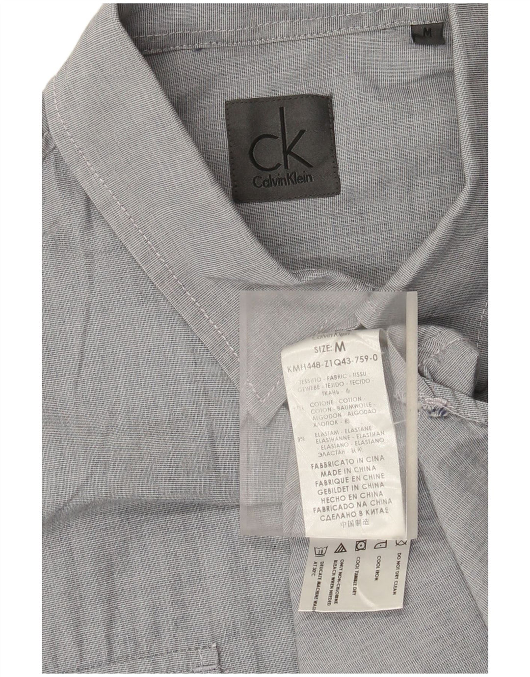 Calvin Klein Mens Short Sleeve Military Shirt Medium Grey Cotton