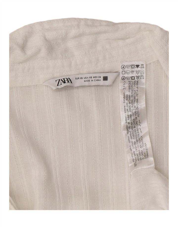 ZARA Womens Oversized Shirt UK 6 XS White Striped Cotton