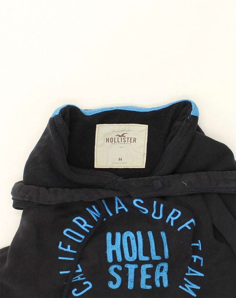 HOLLISTER Womens Graphic Hoodie Jumper UK 14 Medium Black Cotton | Vintage Hollister | Thrift | Second-Hand Hollister | Used Clothing | Messina Hembry 