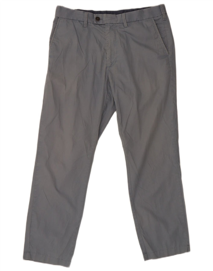 Marks & Spencer Mens Straight Regular Suit Trousers W34 L29 Blue Cotton