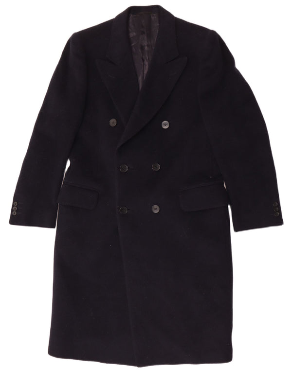 Facis Mens Long Double Breasted Coat IT 48 Medium Navy Blue