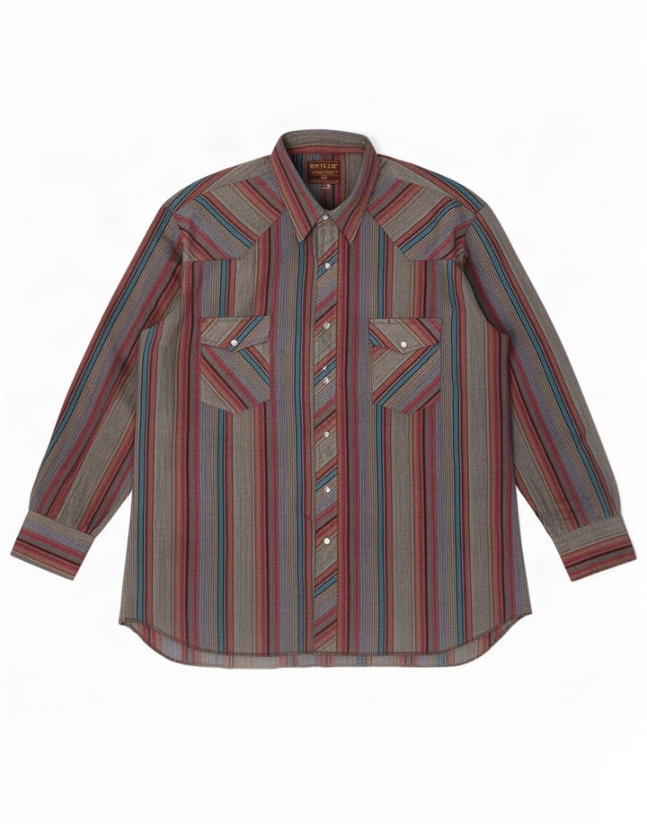 Rustler Mens Tall Shirt Size 17 1/2 XL Multicoloured Striped