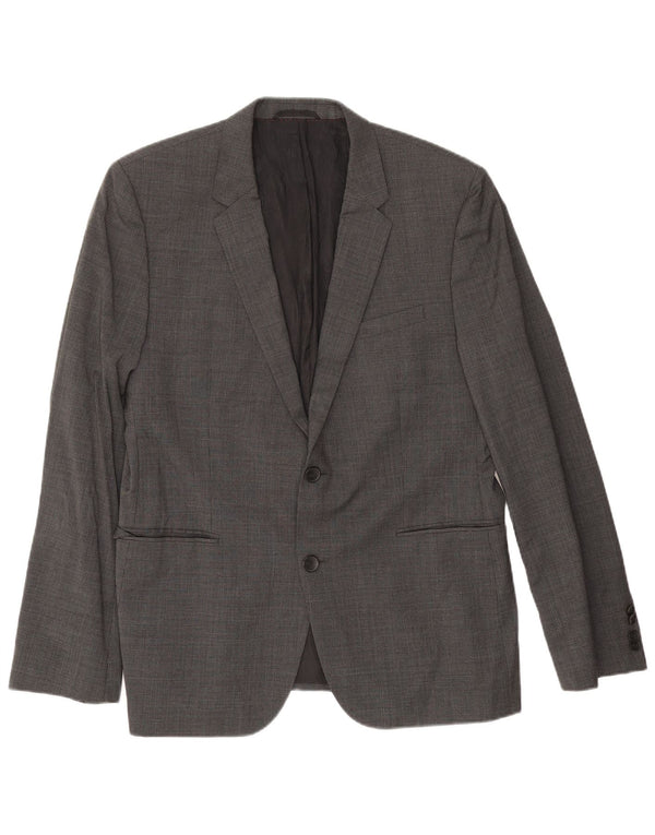 Hugo Boss Mens 2 Button Blazer Jacket EU 54 2XL Grey Houndstooth