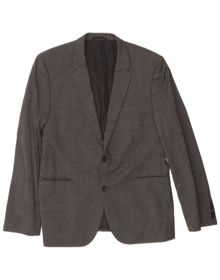 Hugo Boss Mens 2 Button Blazer Jacket EU 54 2XL Grey Houndstooth