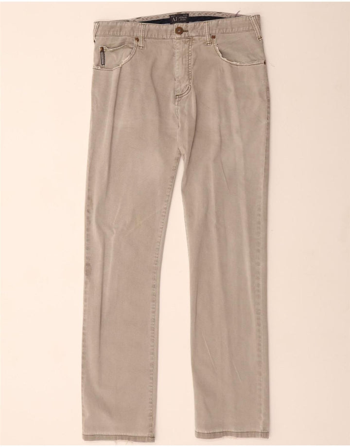ARMANI Mens Straight Casual Trousers W32 L30 Grey Cotton
