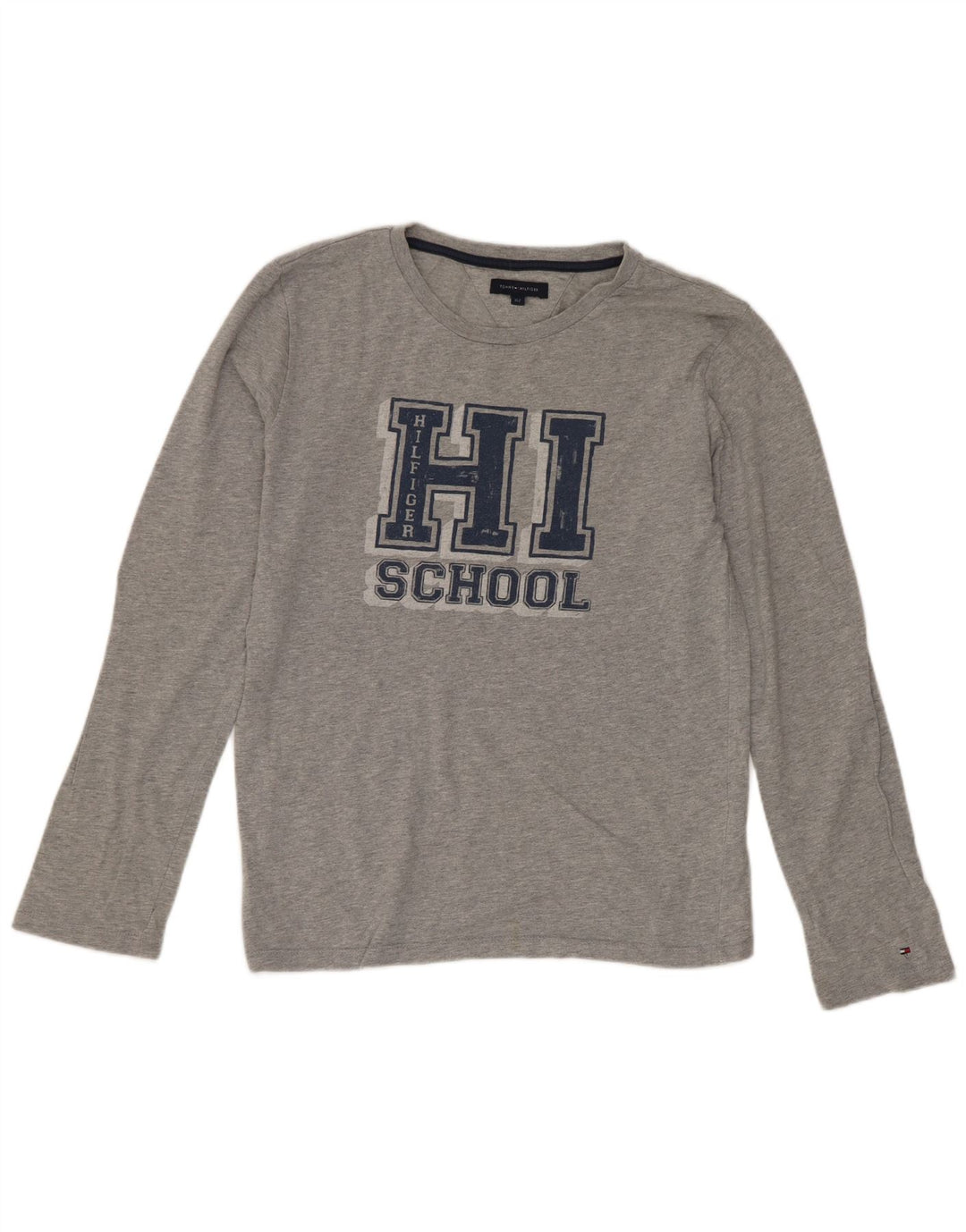 Tommy Hilfiger Boys Graphic Top Long Sleeve 11-12 Years Grey Cotton