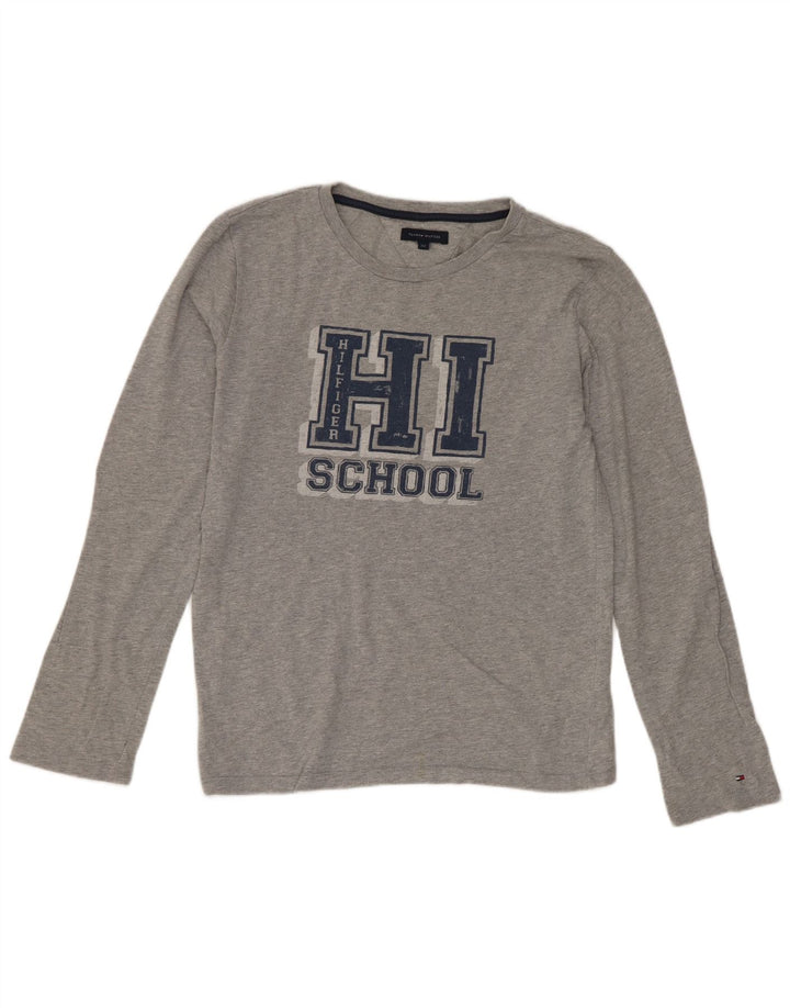 Tommy Hilfiger Boys Graphic Top Long Sleeve 11-12 Years Grey Cotton