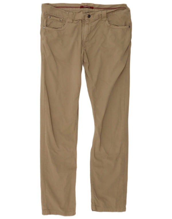Carrera Mens Straight Casual Trousers IT 54 2XL W38 L30 Beige Cotton