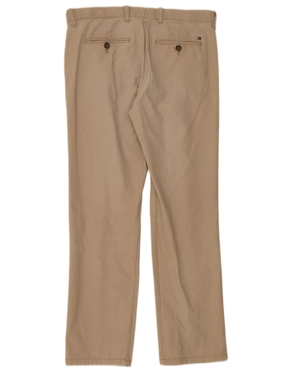 Tommy Hilfiger Mens Straight Chino Trousers W33 L32 Beige Cotton