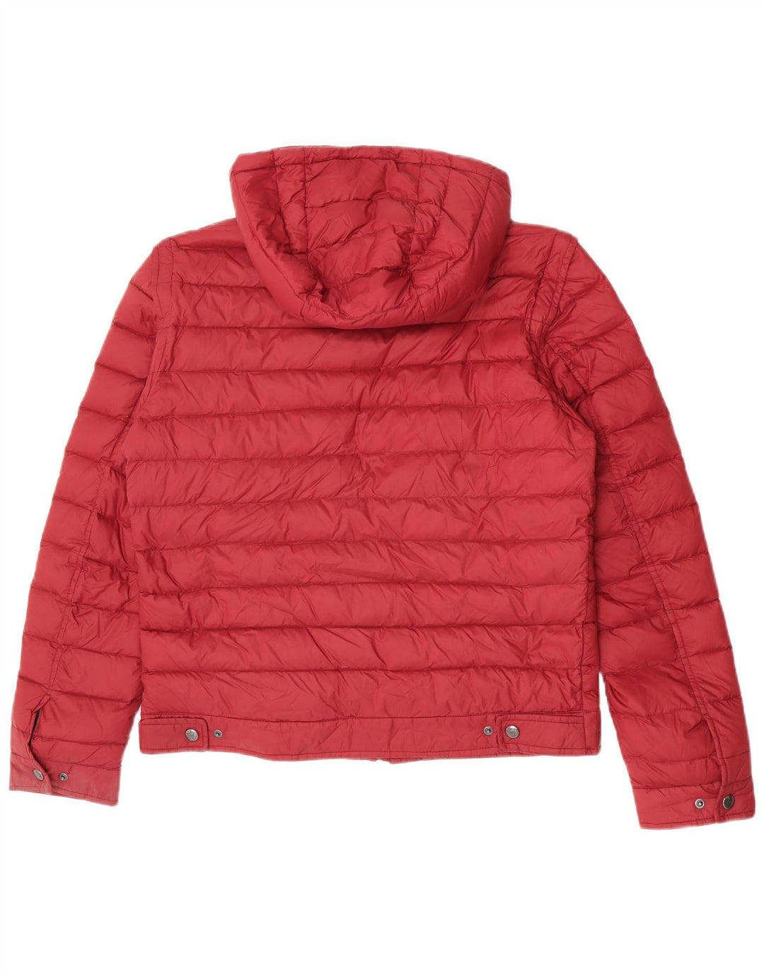 Massimo Dutti Womens Hooded Padded Jacket UK 14 Large Burgundy