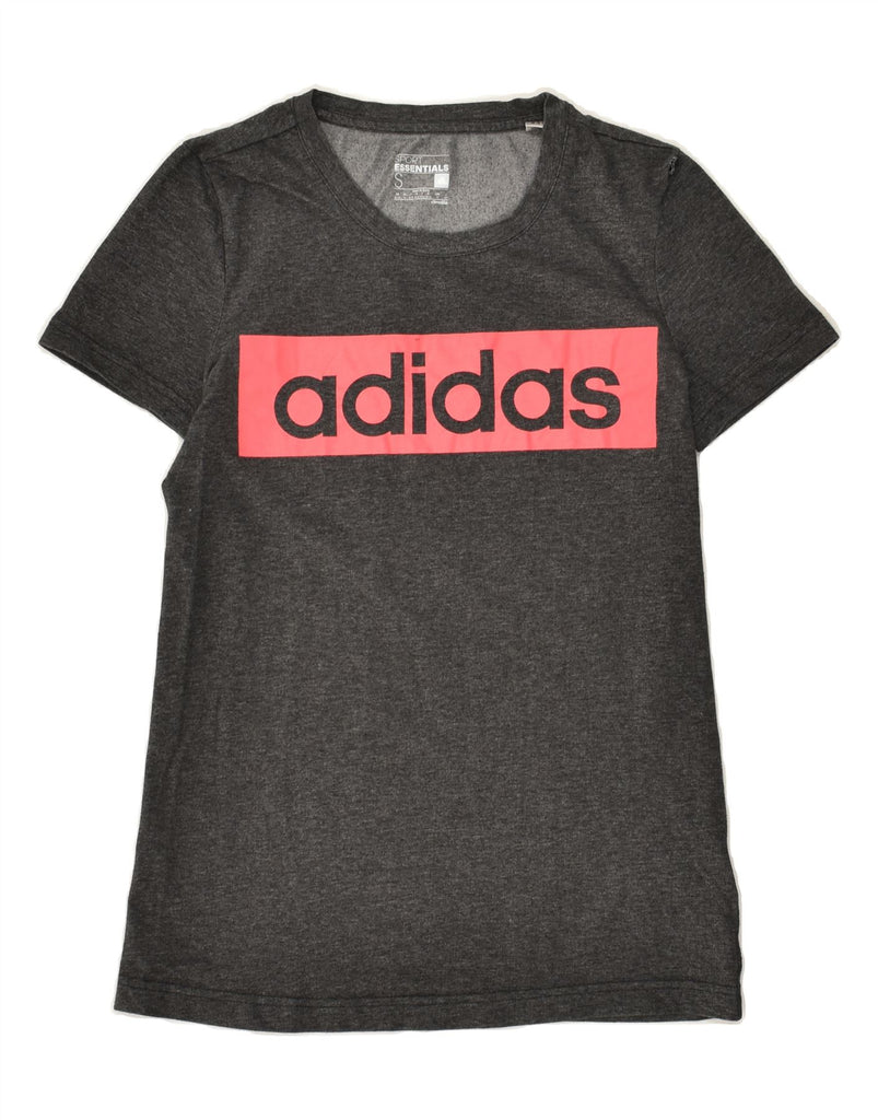 ADIDAS Womens Graphic T-Shirt Top UK 10 Small Grey Cotton | Vintage Adidas | Thrift | Second-Hand Adidas | Used Clothing | Messina Hembry 