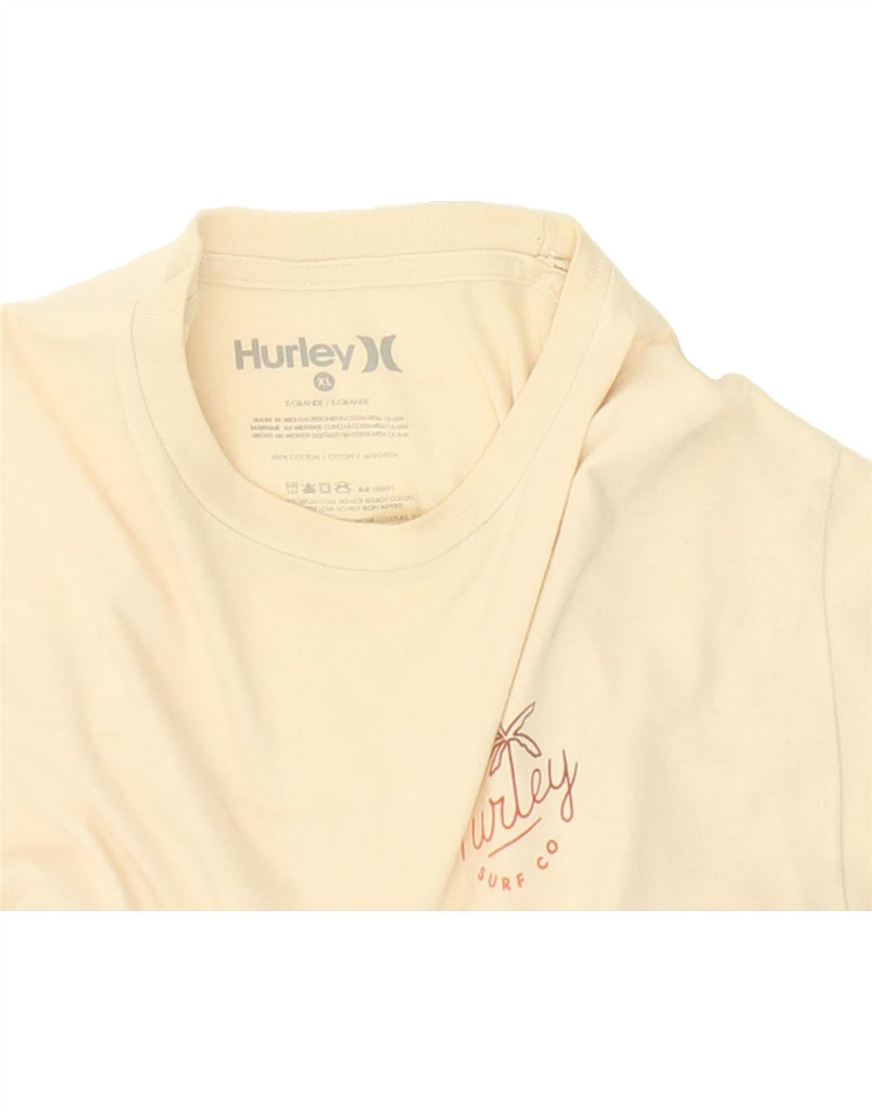 HURLEY Mens Graphic T-Shirt Top XL Beige Cotton | Vintage Hurley | Thrift | Second-Hand Hurley | Used Clothing | Messina Hembry 