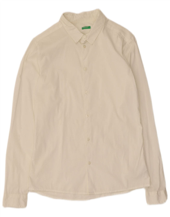 Benetton Boys Shirt 13-14 Years 3XL White Cotton