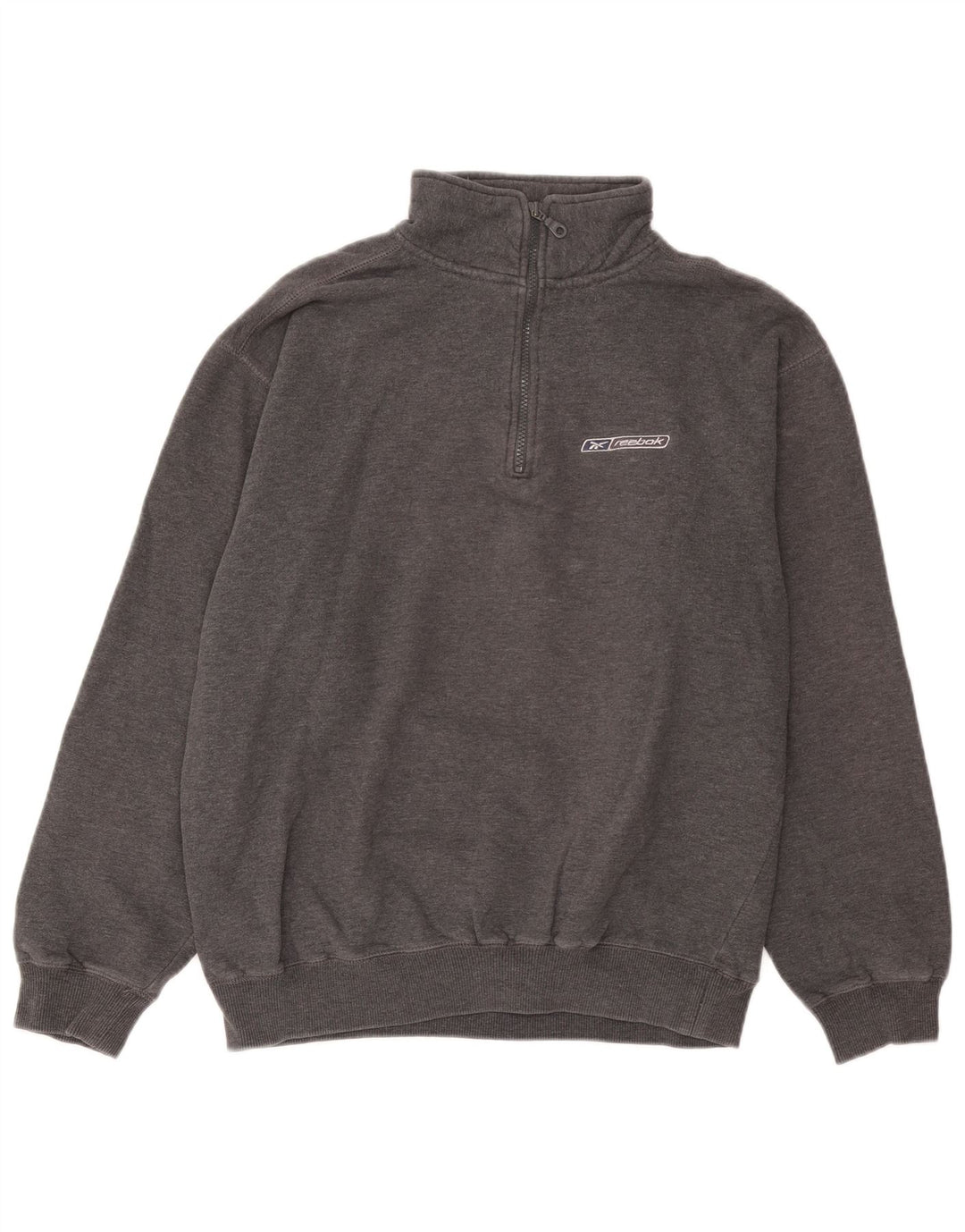 Reebok Mens Zip Neck Sweatshirt Jumper Medium Grey Cotton