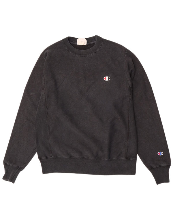 Champion Mens Reverse Weave Sweatshirt Jumper Small Black Cotton