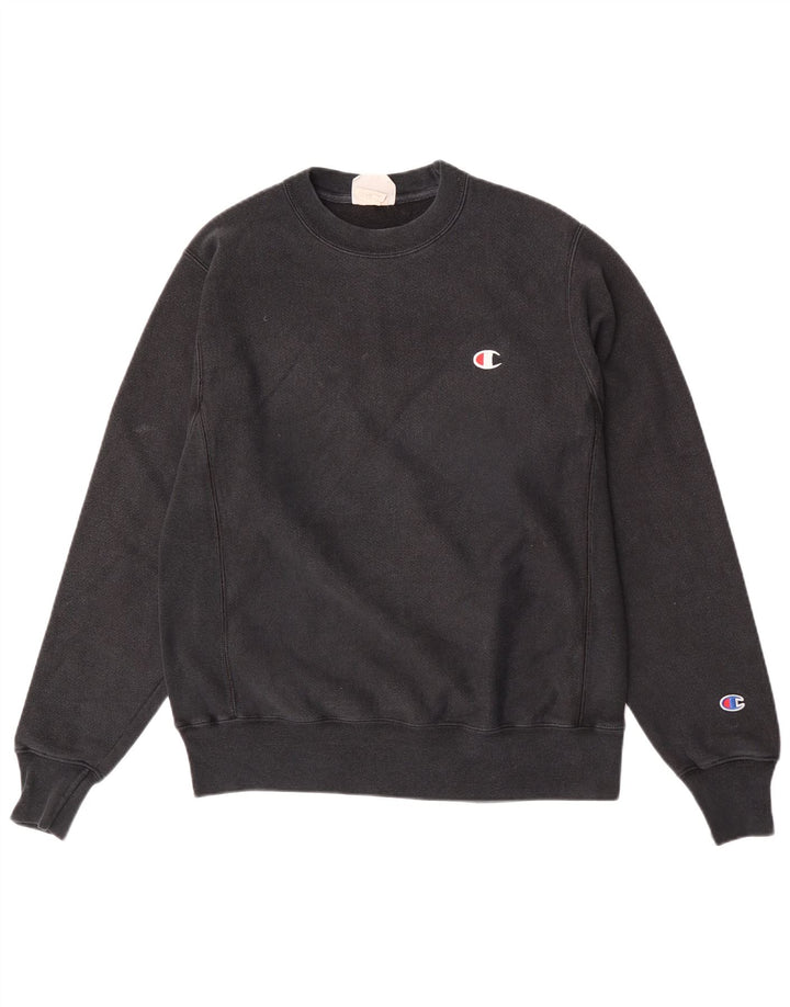 Champion Mens Reverse Weave Sweatshirt Jumper Small Black Cotton