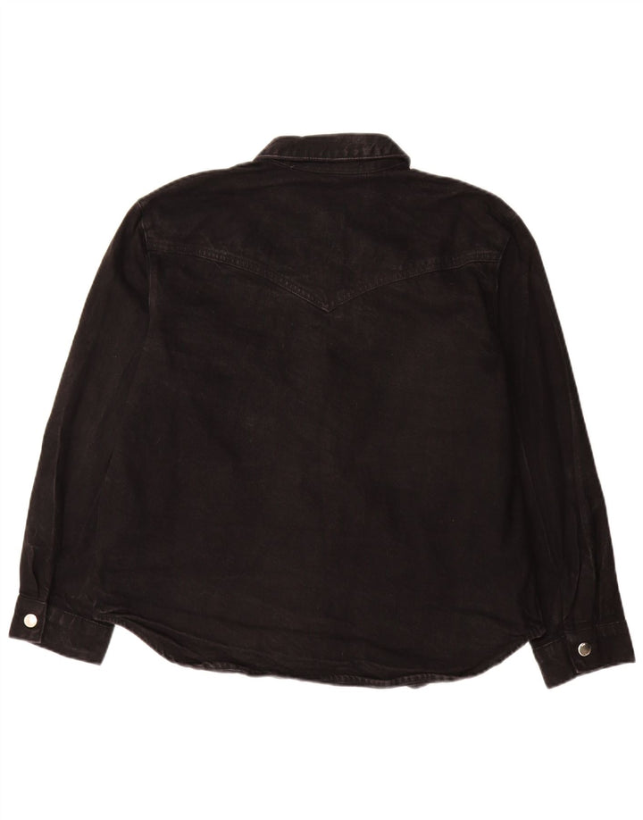 Zara Womens Oversized Denim Shirt UK 10 Small Black Cotton