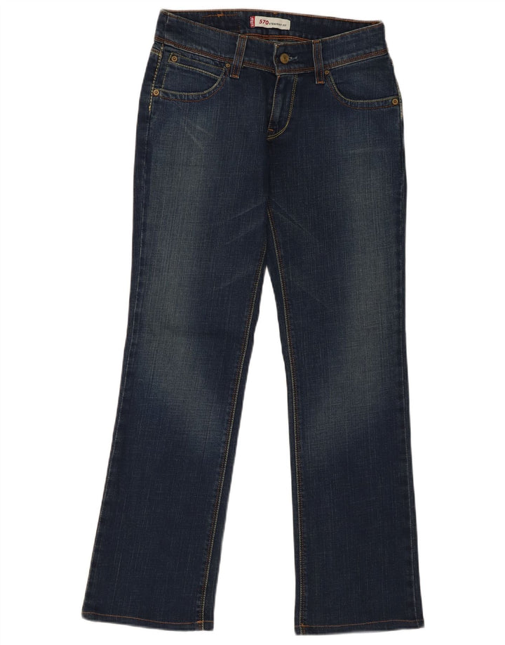 LEVI'S Womens 570 Straight Jeans W28 L29 Blue Cotton