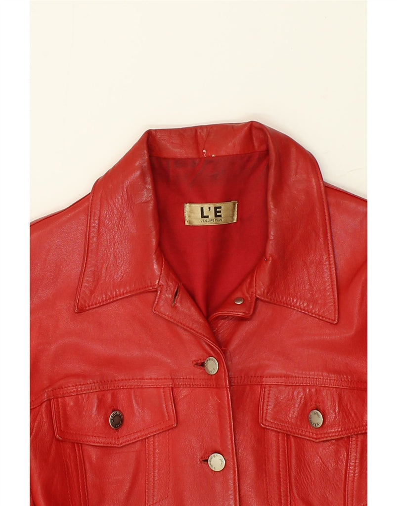 L'EQUIPE Womens Crop Leather Jacket UK 12 Medium Red Leather | Vintage L'Equipe | Thrift | Second-Hand L'Equipe | Used Clothing | Messina Hembry 