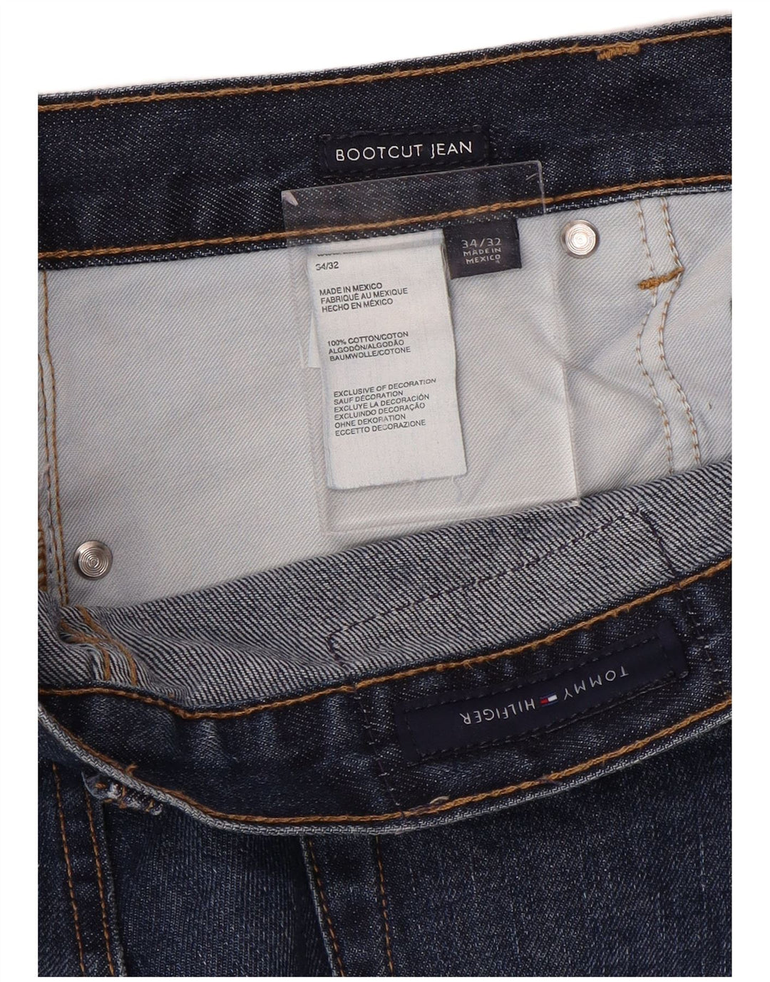 TOMMY HILFIGER Mens Bootcut Jeans W34 L32 Blue Cotton