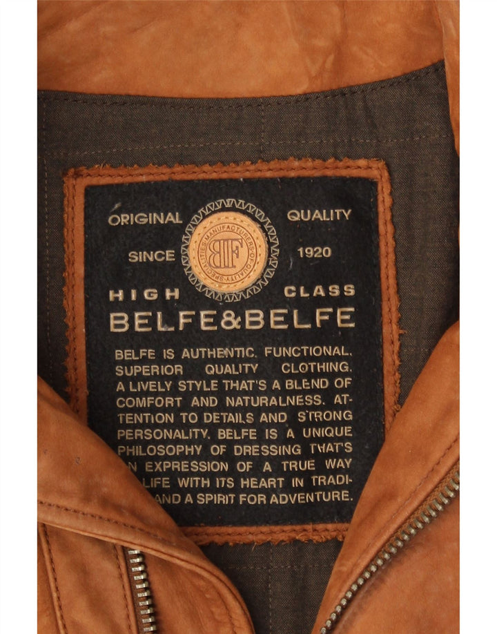 BELFE & BELFE Mens Leather Coat UK 42 XL Brown Vintage Belfe & Belfe and Second-Hand Belfe & Belfe from Messina Hembry 