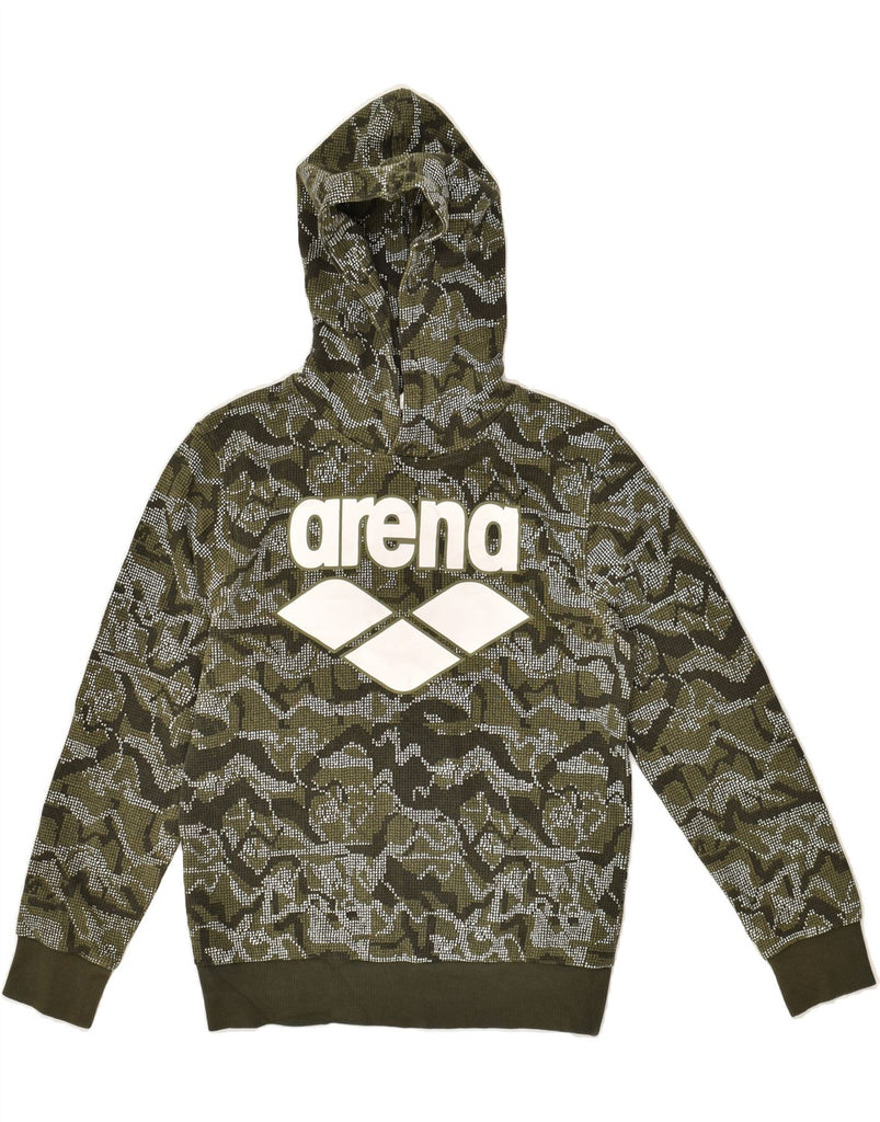 ARENA Boys Graphic Hoodie Jumper 9-10 Years Khaki Camouflage Cotton | Vintage Arena | Thrift | Second-Hand Arena | Used Clothing | Messina Hembry 