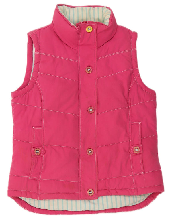 Joules Womens Padded Gilet UK 12 Medium Pink Cotton Classic
