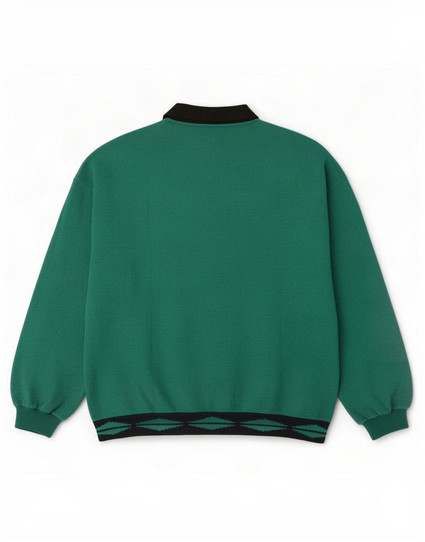 Vintage Womens Oversized Sweatshirt Jumper UK 14 Medium Green Geometric