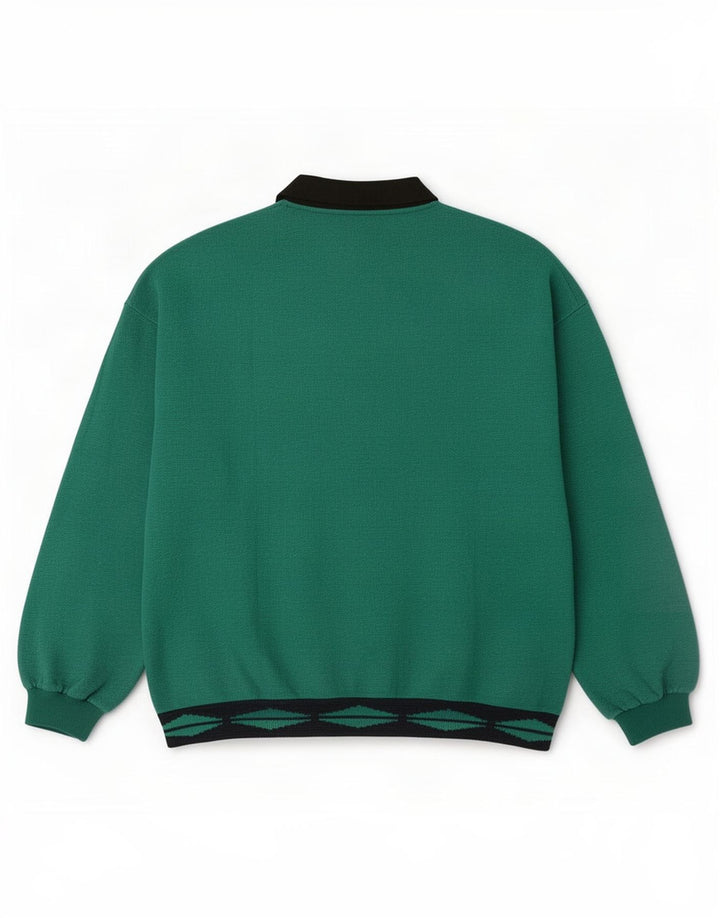 Vintage Womens Oversized Sweatshirt Jumper UK 14 Medium Green Geometric