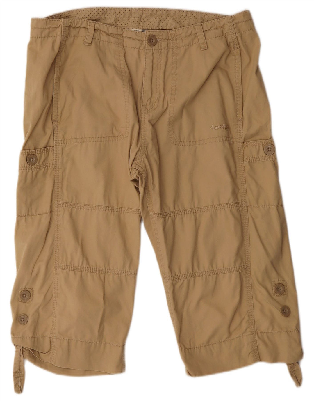 Weird Fish Womens Cargo Bermuda Shorts UK 14 Large W34  Beige Cotton