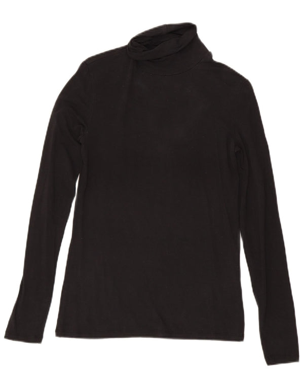 Massimo Dutti Womens Top Long Sleeve UK 8 Small Black Lyocell