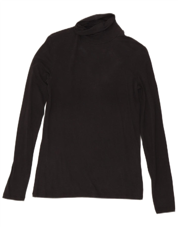 Massimo Dutti Womens Top Long Sleeve UK 8 Small Black Lyocell