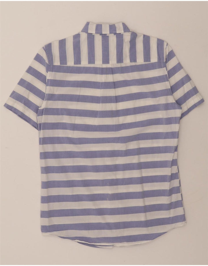 CHAPS Mens Short Sleeve Shirt Small Blue Striped Cotton Vintage Chaps and Second-Hand Chaps from Messina Hembry 