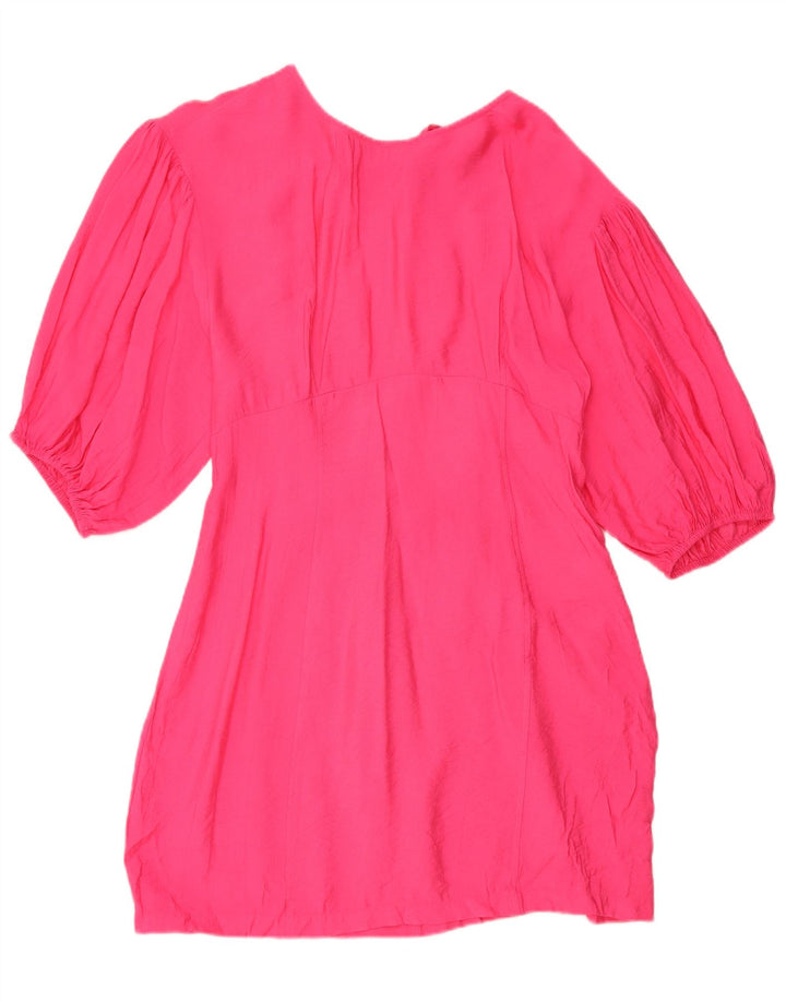 Zara Womens A-Line Dress UK 14 Large Pink Viscose