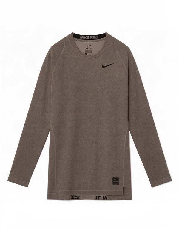 Nike Womens Dri Fit Top Long Sleeve UK 10 Small Grey Colourblock Polyester