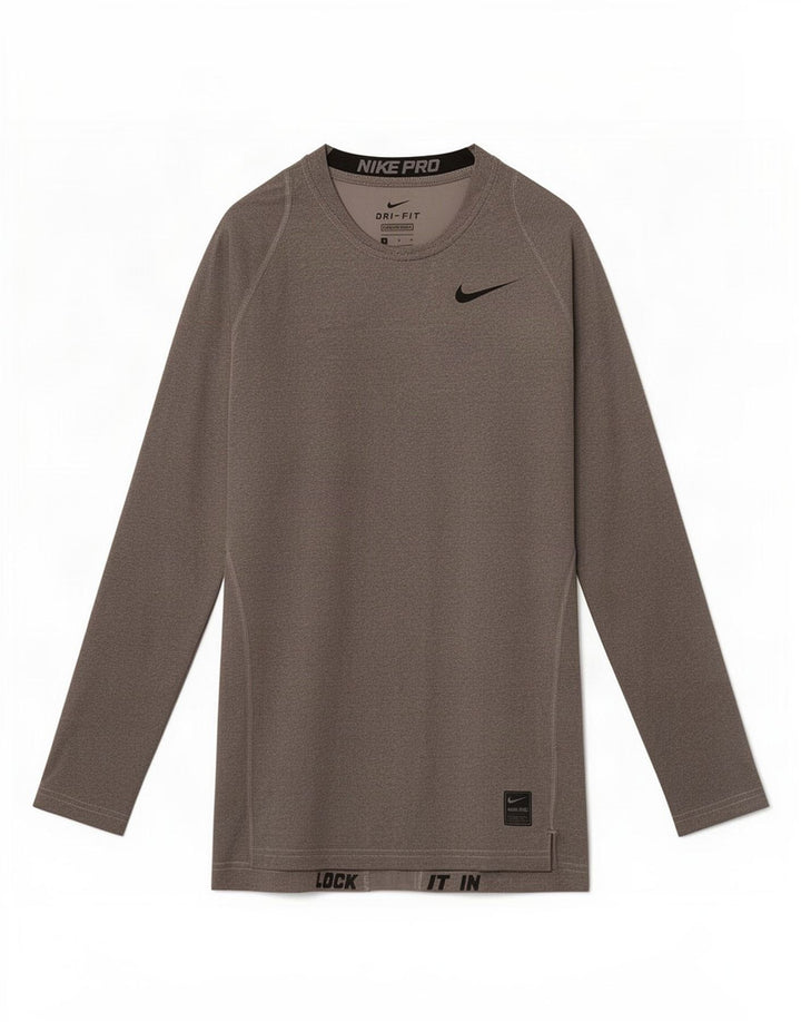 Nike Womens Dri Fit Top Long Sleeve UK 10 Small Grey Colourblock Polyester