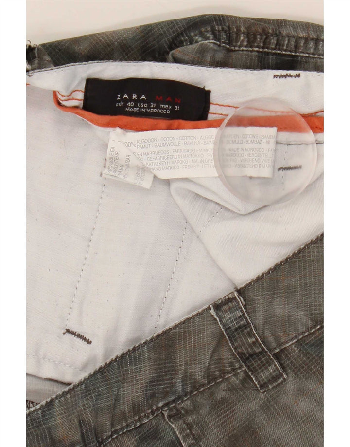 Zara Mens Cargo Shorts EU 40 Medium W31 Khaki Cotton