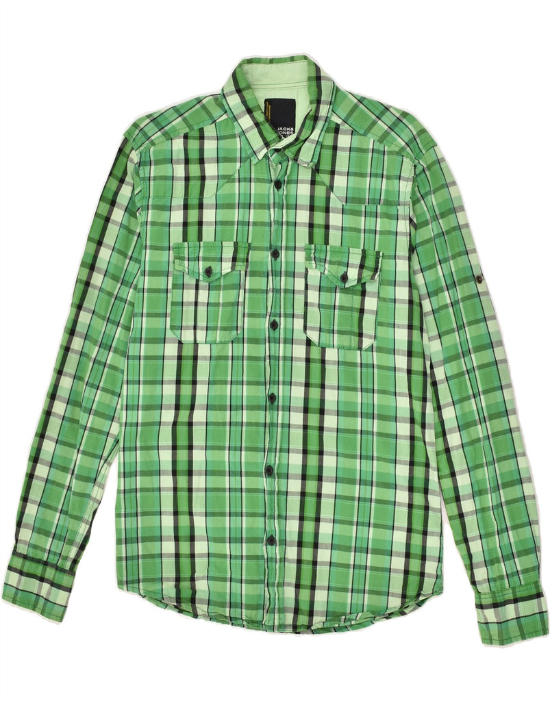 JACK & JONES Mens Shirt Medium Green Check Cotton | Vintage Jack & Jones | Thrift | Second-Hand Jack & Jones | Used Clothing | Messina Hembry 