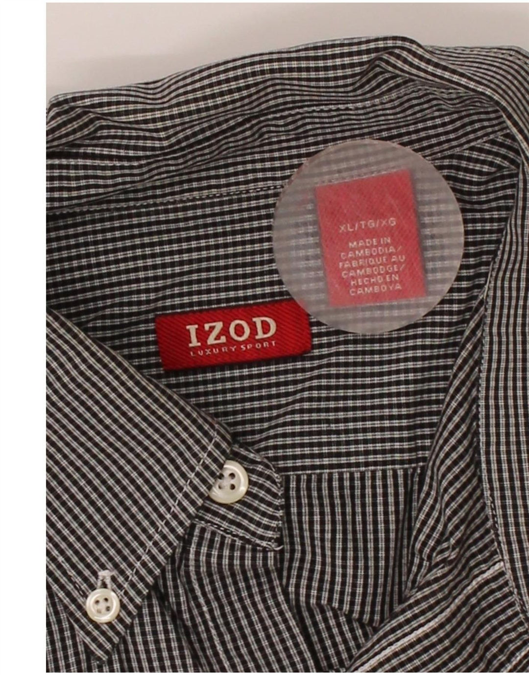 IZOD Mens Shirt XL Black Check Cotton Vintage Izod and Second-Hand Izod from Messina Hembry 
