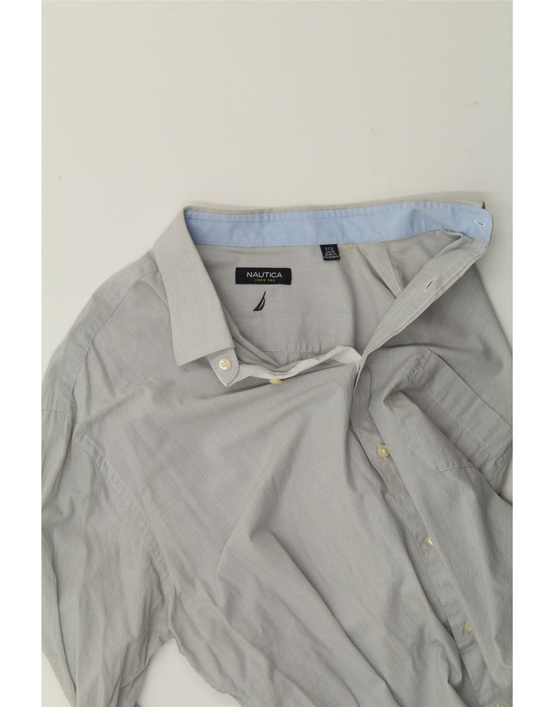 NAUTICA Mens Shirt Size 17 1/2 XL Grey Pinstripe Vintage Nautica and Second-Hand Nautica from Messina Hembry 