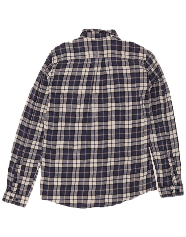Barbour Mens Tailored Fit Flannel Shirt Small Navy Blue Check Cotton