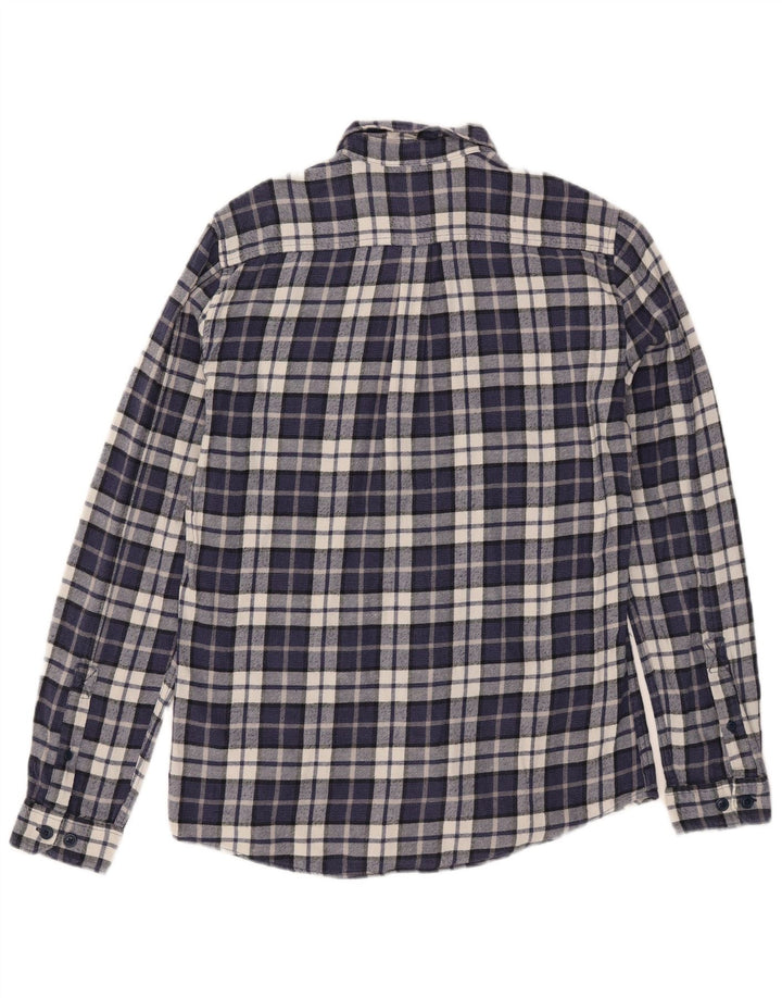 Barbour Mens Tailored Fit Flannel Shirt Small Navy Blue Check Cotton