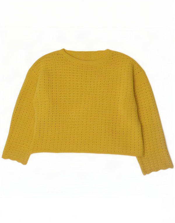 Marks & Spencer Womens Crop Boat Neck Jumper Sweater UK 18 XL Yellow
